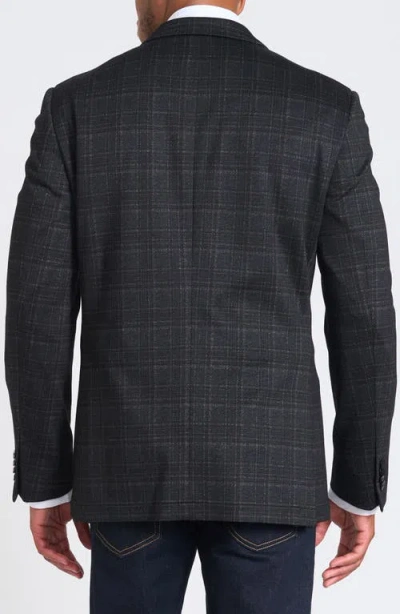 Savile Row Co Midnight Shadow Plaid Knit Blazer In Blue