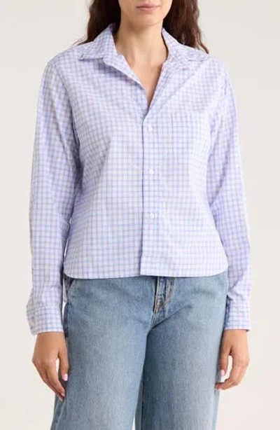 Frank & Eileen Grid Print Untuckable Button-up Shirt In Purple