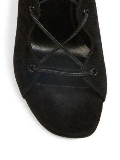 Shop Saint Laurent Babies Lace-up Suede Block-heel Sandals In Black