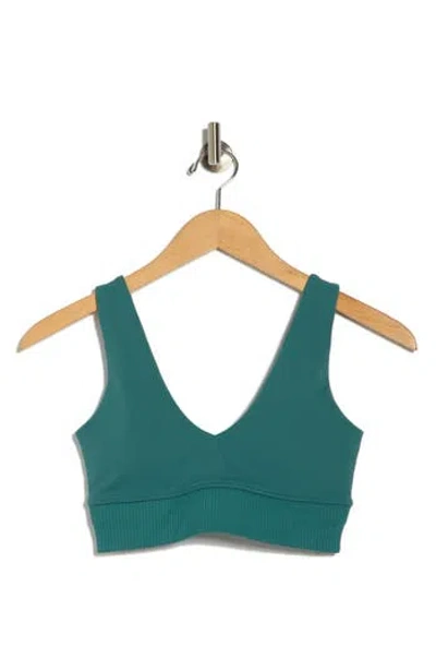 X By Gottex Rib Insert Activewear Bra In Green
