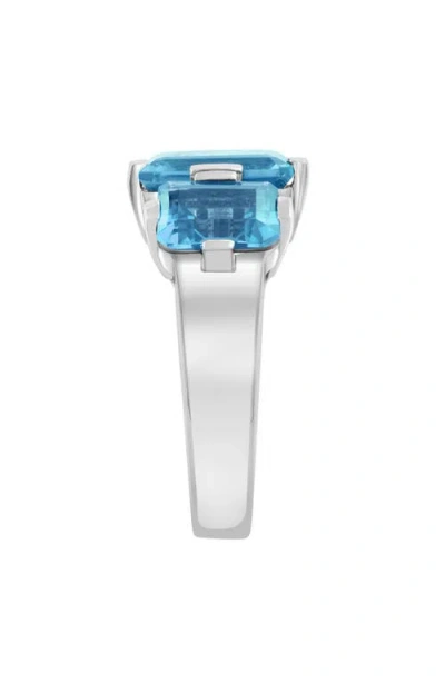 Effy Sterling Silver Blue Topaz Three-stone Ring In Metallic