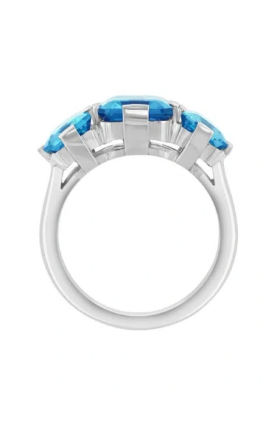 Effy Sterling Silver Blue Topaz Three-stone Ring In Metallic