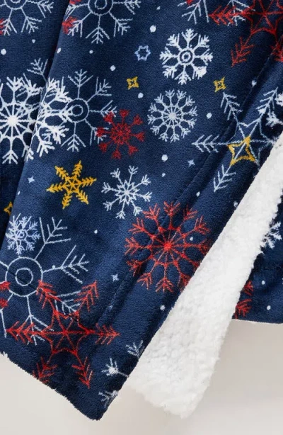 Woven & Weft Holiday Print Reversible Faux Shearling Throw Blanket In Blue