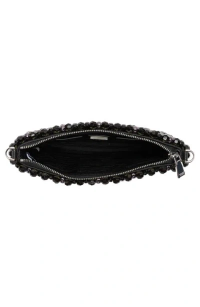 Kate Spade New York Purl Flower Beaded Mini Satin Shoulder Bag In Black