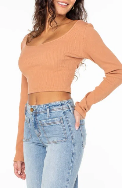 Roxy Good Keepsake Long Sleeve Ribbed Crop Top In Animal Print