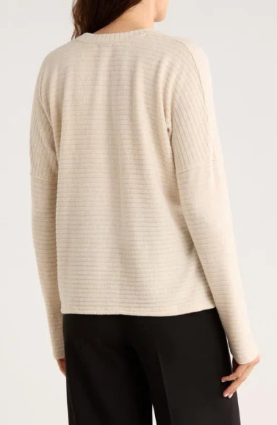 Elie Elie Tahari Long Sleeve Drop Shoulder Crewneck Top