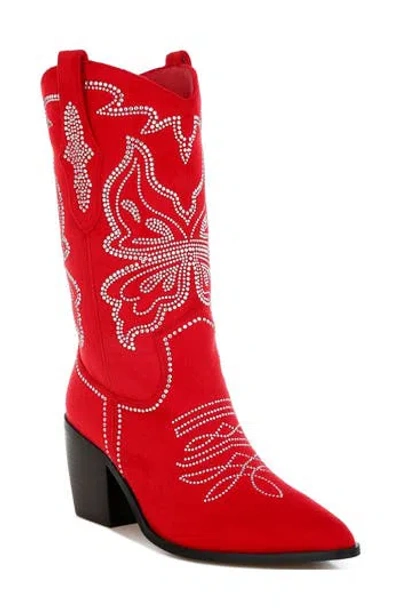 Rag & Co Latafa Rhinestone Western Boot In Red
