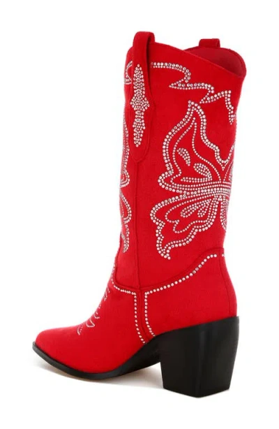 Rag & Co Latafa Rhinestone Western Boot In Red