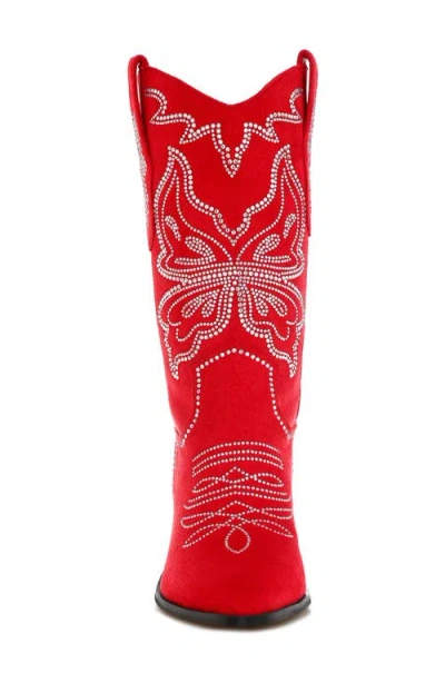 Rag & Co Latafa Rhinestone Western Boot In Red