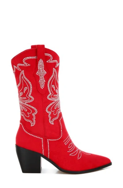 Rag & Co Latafa Rhinestone Western Boot In Red
