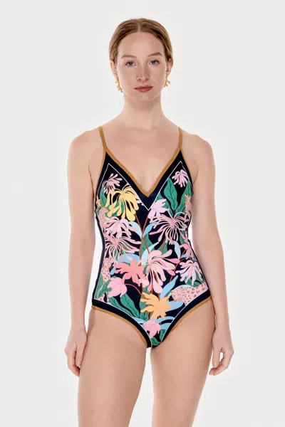 Jessie Zhao New York Blush Jungle Reversible V-neck One-piece Swimsuit In Pink