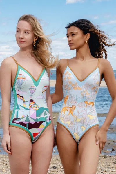 Jessie Zhao New York Jungle Adventure Reversible V-neck One-piece Swimsuit In Multi