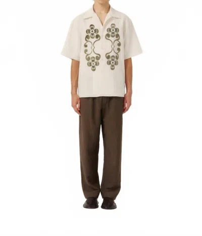 Commas Reflection Embroidered Oversized Shirt In Flax-green In White