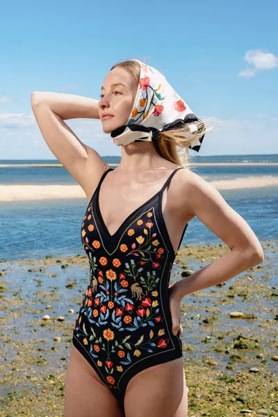 Jessie Zhao New York Night Imagination Reversible V-neck One-piece Swimsuit In Multi