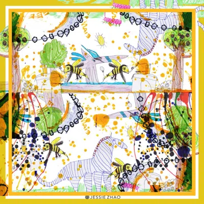 Jessie Zhao New York Silk Scarf Of Wonderful World: Once Upon A Time In Multi