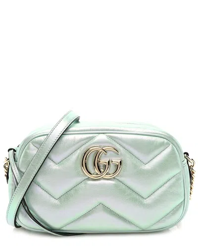 Gucci Green Nappa Leather Small Gg Marmont Chain Shoulder Bag (authentic Pre-  Loved)