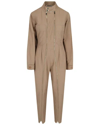 Stella Mccartney Alma All-in-one Linen-blend Jumpsuit In Brown