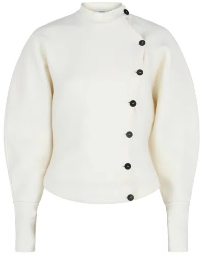 Ferragamo Asymmetrical Buttoned Wool-blend Cardigan In Neutral