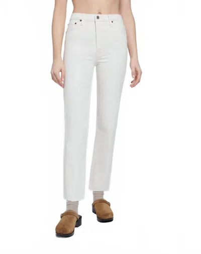 Re/done High Rise Rigid Stove Pipe Jeans White 28 In White