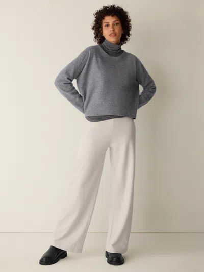Eileen Fisher Felted Wool Jersey Wide-leg Pant In Regenerative Wool In Neutral