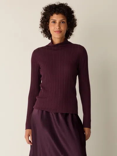 Eileen Fisher Superfine Merino Turtleneck Top In Regenerative Wool In Animal Print