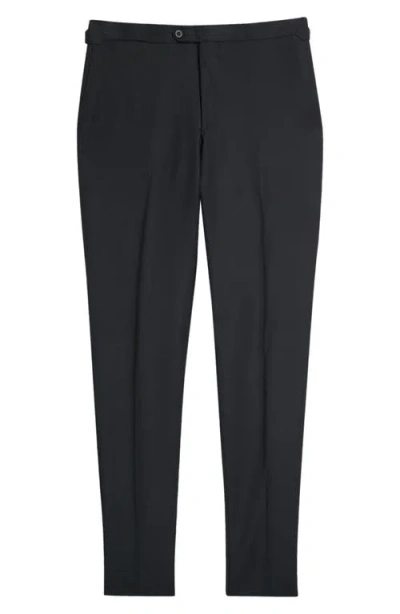 Thom Sweeney Tailored Wool Blend Tuxedo Trousers In Blue