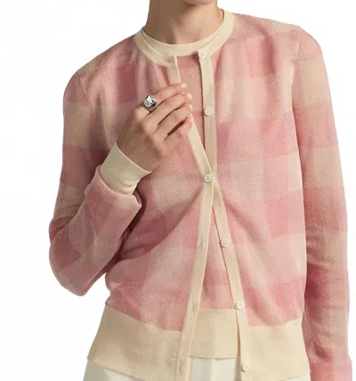 Lela Rose Plaid Sheer Knit Cardigan In Poppy In Multi