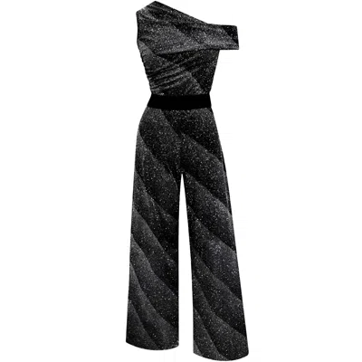 Me&thee Women's Black / Silver Out Of Sight Black Velvet Jumpsuit In Black