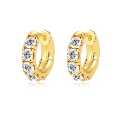 Classicharms Daniela Gold Huggie Hoop White Clear Zirconia Earrings