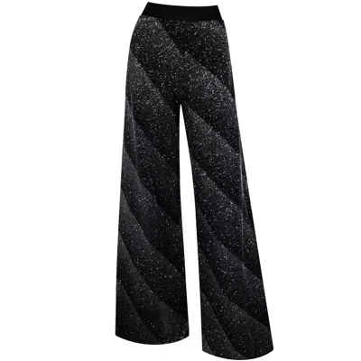Me&thee Women's Black / Silver Over The Moon Black Velvet Trousers In Black