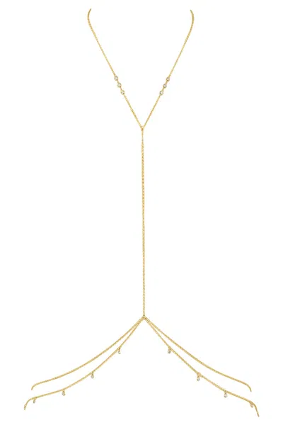 Naiia Women's Leigh Cz Gemstone & Gold Body Chain & Necklace In Gold