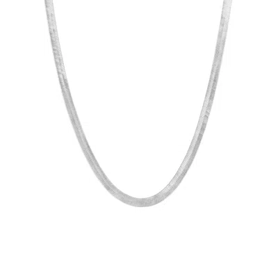 Spero London Bold Herringbone Sterling Silver Flat Snake Chain Necklace In Silver