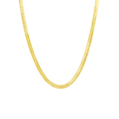 Spero London Bold Herringbone Sterling Silver Flat Snake Chain Necklace In Gold