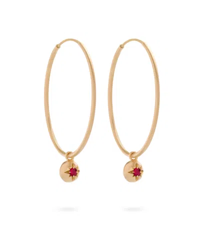 Eloise Jewelry Moon Hoops Natural Diamond. Handmade In Red