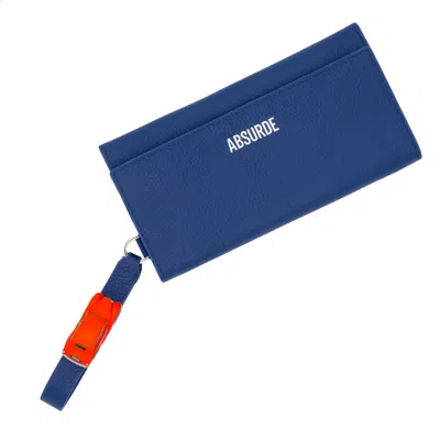 Absurde Women's Blue / Red Parking Navy Grain Leather Bifold Wallet With Red Car In Multi