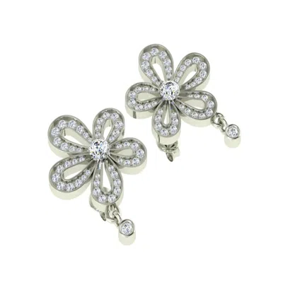 Cervin Blanc Women's White / Silver White Gold & Diamond Plumeria Flower Stud Earrings In Multi