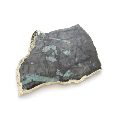 Eliská Gold / Green Raw Emerald & Gold Platter - Large In Multi