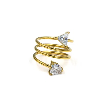 Superdivajewellery Women's Gold Spiral Diamanté Ring In Gold