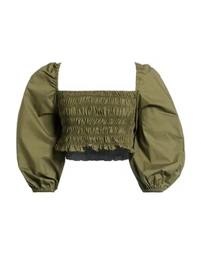 Mem.js Mem. Js Woman Top Military Green Size 4 Cotton, Nylon, Elastane In Green