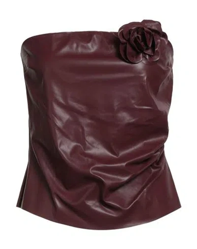 Tensione In Woman Top Burgundy Size M Polyester, Polyurethane In Red