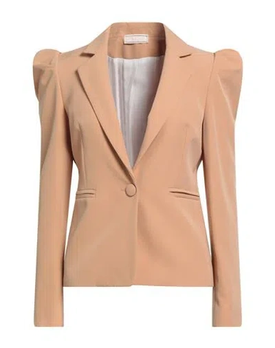 Alexingh Woman Blazer Camel Size 10 Polyester, Elastane In Multi