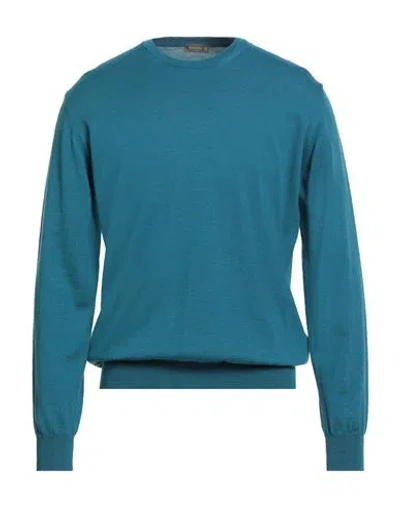 Ferrante Man Sweater Deep Teal Size 44 Merino Wool In Blue
