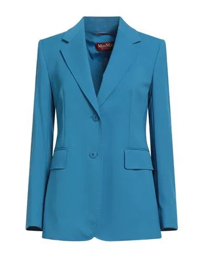 Max Mara Studio Woman Blazer Deep Teal Size 6 Virgin Wool In Blue