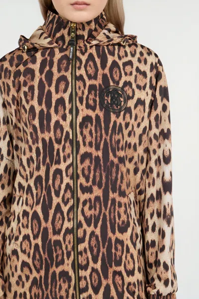 Roberto Cavalli Leopard Print Jacket In Brown