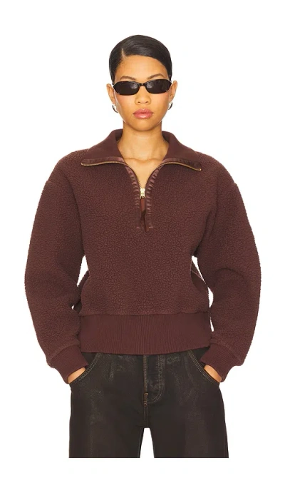 Varley Roselle Recycled Polyester Fleece Half Zip Pullover In Brown