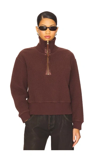 Varley Roselle Recycled Polyester Fleece Half Zip Pullover In Brown