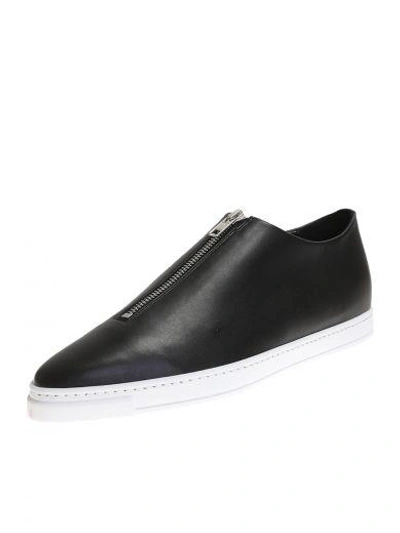 Shop Stella Mccartney Black Eco-leather Zip Loafers