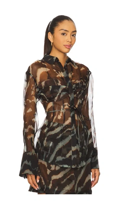 Amur Clea Sheer Silk Blouse In Multi