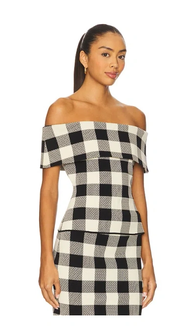 Posse Pippa Off-the-shoulder Checked Jacquard-knit Top In Multi
