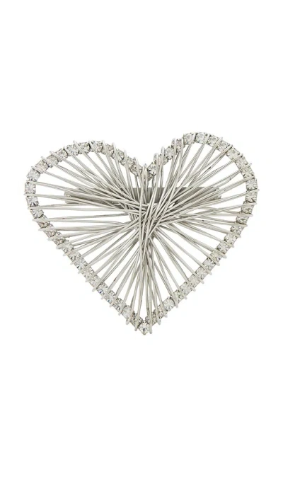 Isabel Marant Heart Shaped Wire Design Brooch In Metallic